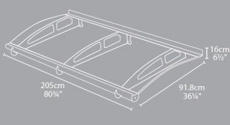 Ulaz nadstrešnice Aquila 2050 205x92 cm siva Lexan